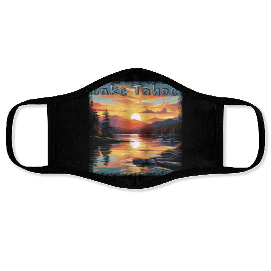 Grunge Sunset: Vacation at Lake Tahoe, Face Masks