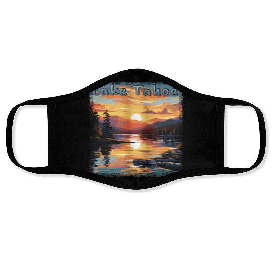 Grunge Sunset: Vacation at Lake Tahoe, Face Masks