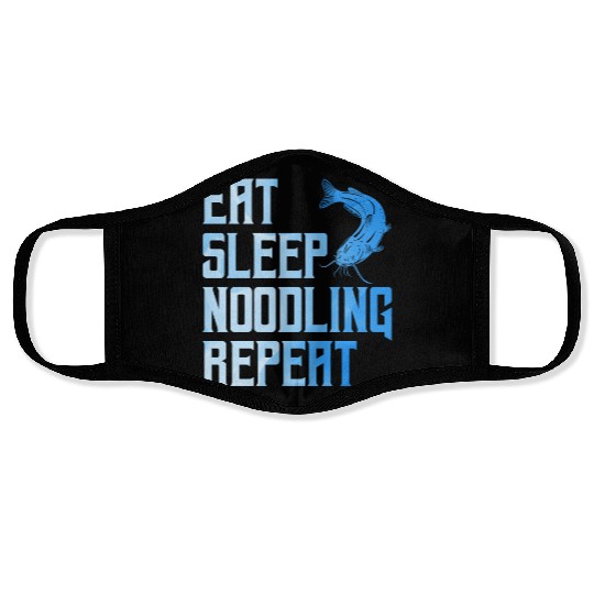 Flathead Fish Eat Sleep Noodling Repeat Catfish Face Masks