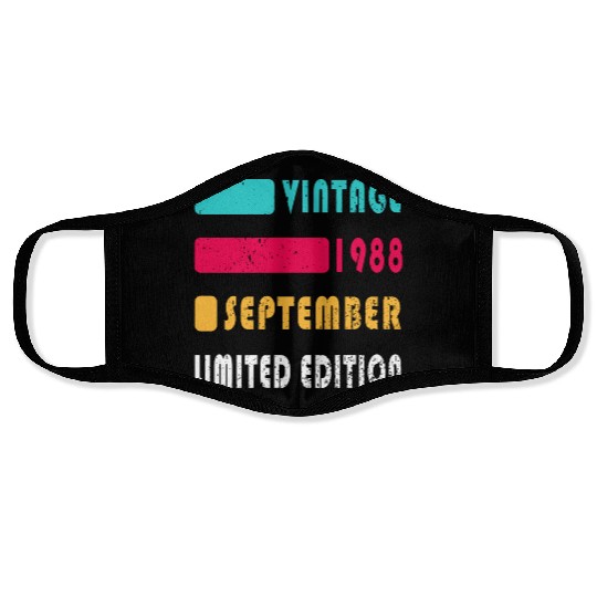 september 1988 Anniversary september 1988 septembe Face Masks