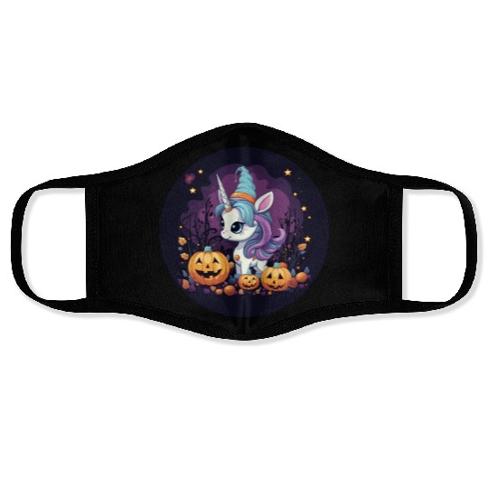 Halloween Unicorn: Midnight Sunset & Witch's Hat Face Masks