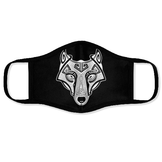Viking wolf white Fenrir valhalla Face Masks