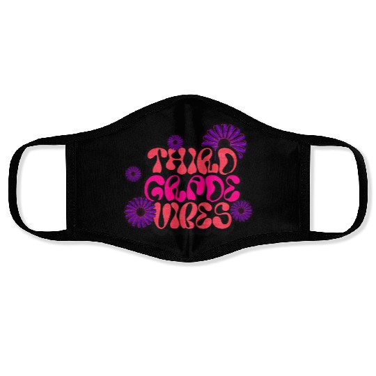 Fourth Grade Vibes for School Guys Neon Colors Face Masks