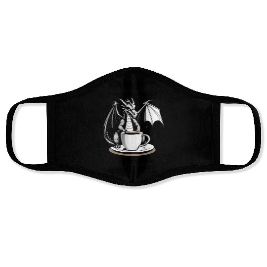 Angry Dragon Coffee Phrase Face Masks