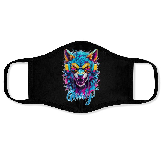 Groovy Wolf Face Masks