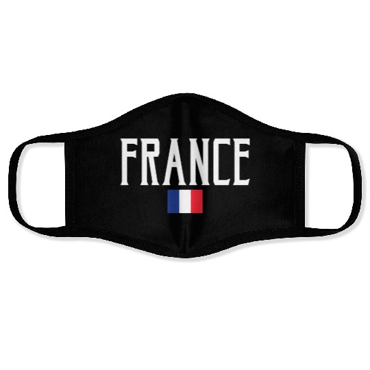 France Flag White Text Face Masks