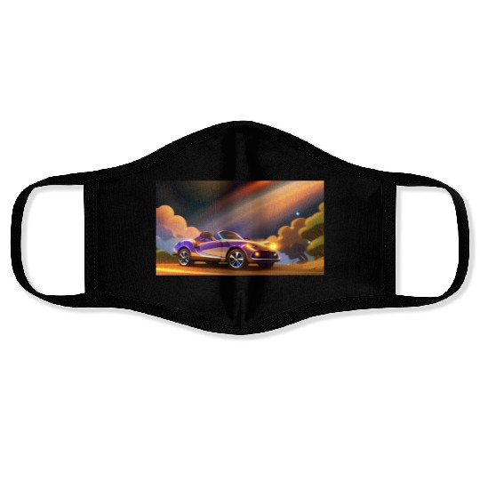 Car in Galaxy World Face Masks