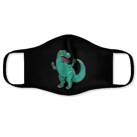 Funny Dinosaur Fencing Humor For A Trex Dino Lover Face Masks