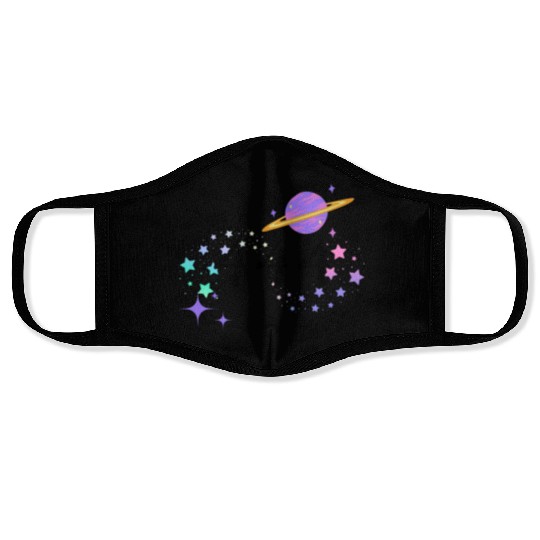 Angel Numbers 444 Purple Saturn with Stars Face Masks