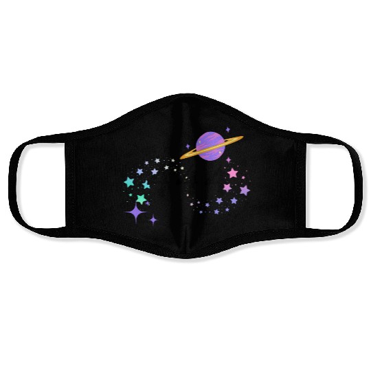 Angel Numbers 444 Purple Saturn with Stars Face Masks