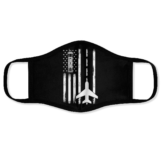 Air Traffic Controller Patriotic Airplane Aviation Face Masks
