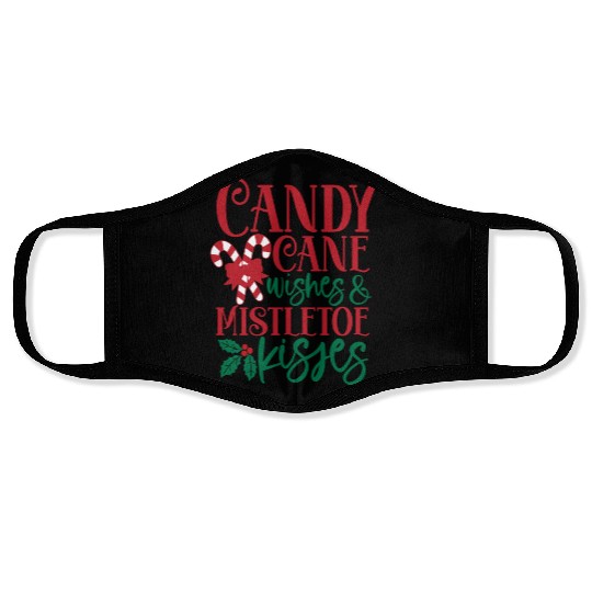 Candy Cane Wishes Mistletoe Kisses Face Masks