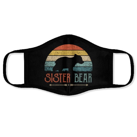 Cute Sister Bear Retro Little Sister Vintage Big Face Masks