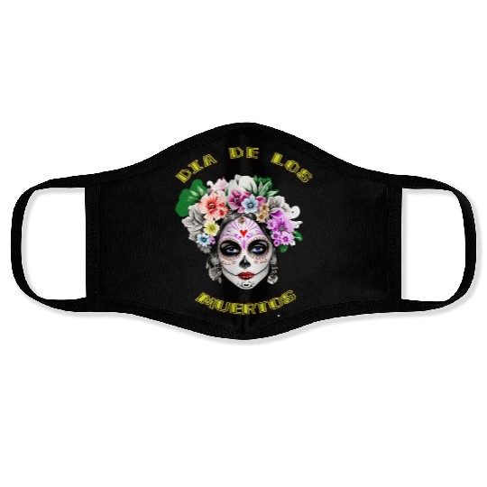 flower girl - day of the dead Face Masks