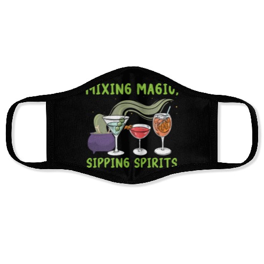 Mixing Magic Sipping Spirits Bartender Halloween Face Masks