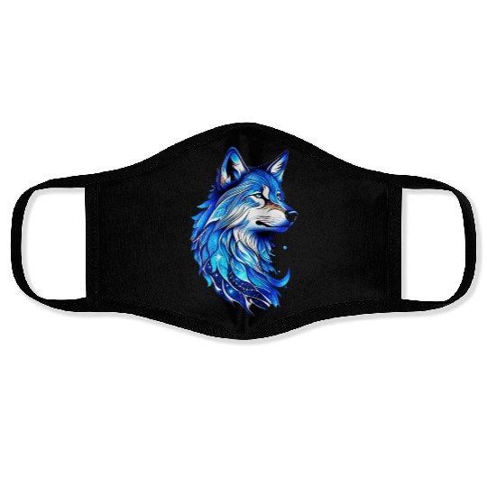 Blue Wolf Face Masks