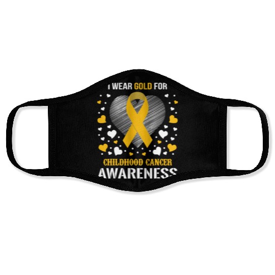 I Wear Childhood Cancer Awareness Supporter Ribbon Face Masks