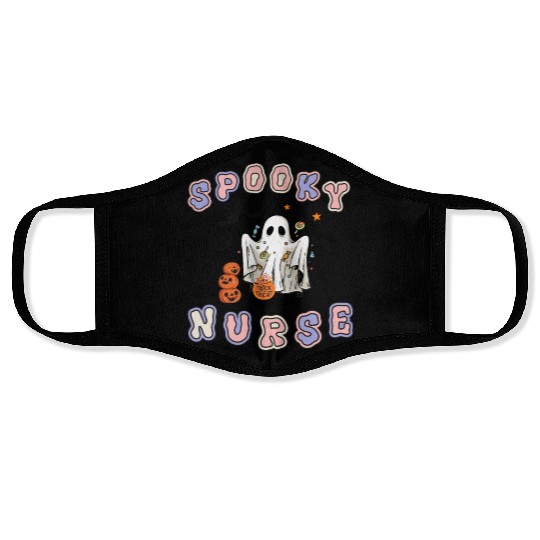 Spooky nurse Halloween design Face Masks