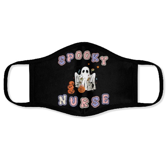 Spooky nurse Halloween design Face Masks