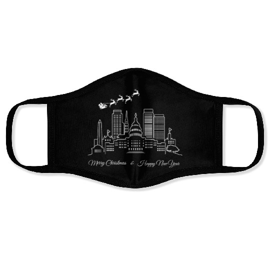 Merry Christmas Happy New Year Washington DC Face Masks