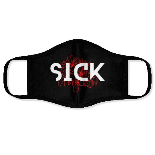 MOGTRENDS_Black Modern Red Flower Face Masks