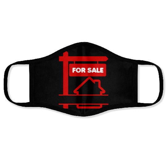 Red logo signboard with for sale Face Masks