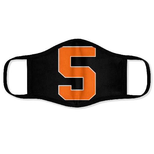 Number 5 Sports Orange Face Masks