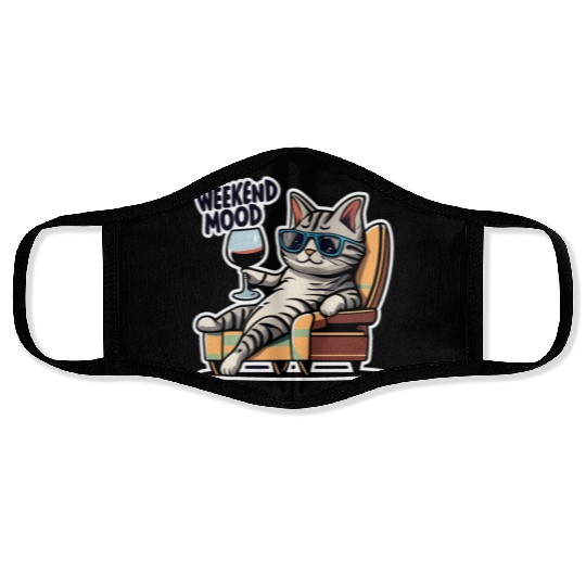 Weekend Mood Cat Chill Face Masks