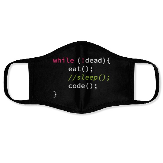 Funny Coding Computer Science Programmer Eat Sleep Face Masks
