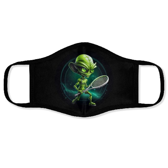 Cool Green Alien Tennis Player: Unique Sports Desi Face Masks