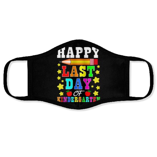 Happy Last Day Of Kindergarten Graduation Teacher Face Masks