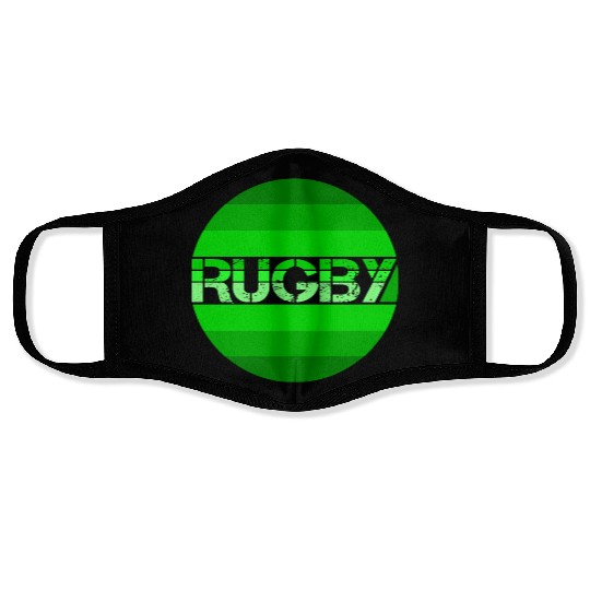 Green Rugby Logo For Rugby Fan Face Masks