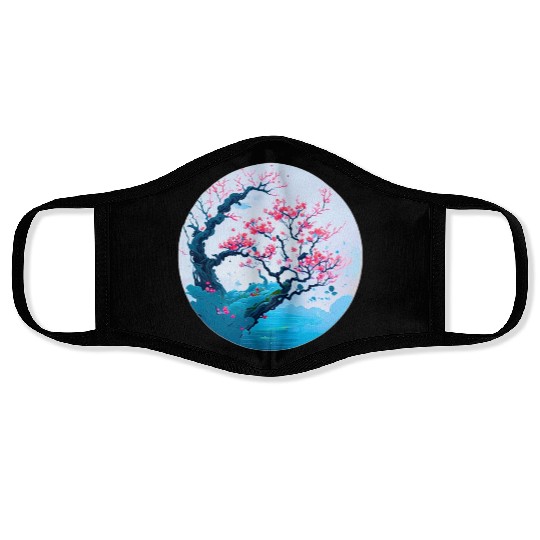 Cherry blossoms tree Face Masks