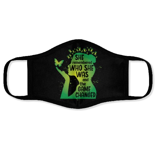 Mental Health Green Ribbon Butterfly Face Masks