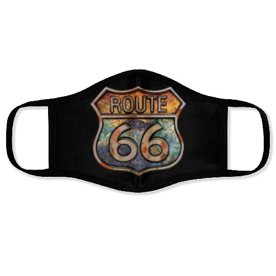 Route 66 vintage sign - Dingy metal sign 2 Face Masks