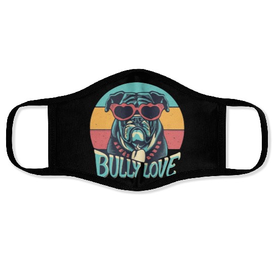 Dog Love Bully Retro Face Masks Dog owner Bully lover