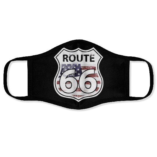 Route 66 - American Flag Face Masks