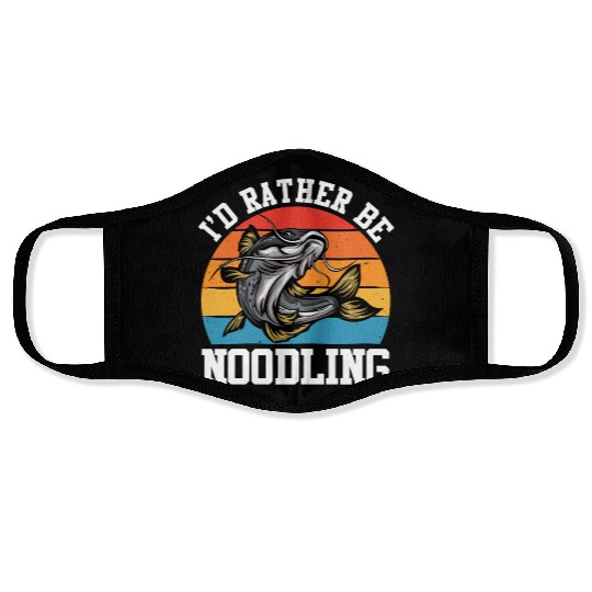 Waller Angler I'd rather be Noodling Catfish Face Masks