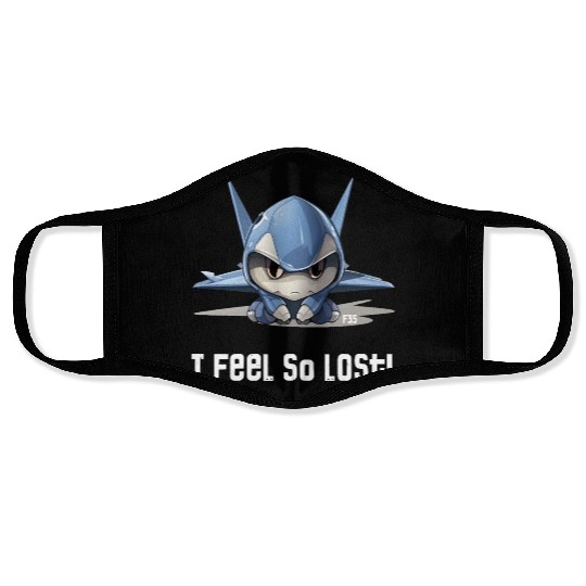 Little Lost Cute F35 Fighter Plane Illustration Face Masks