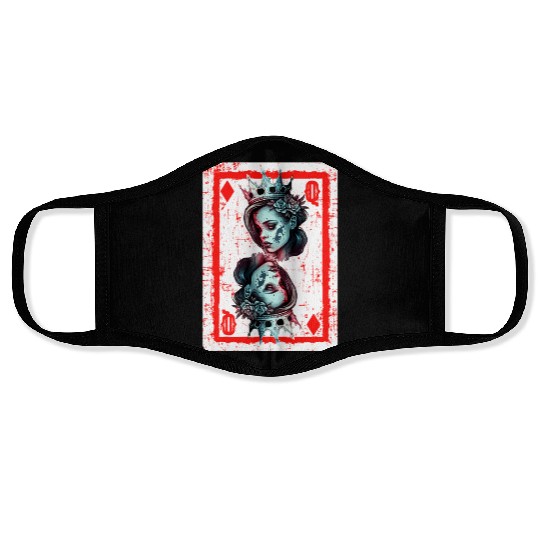Queen of Diamonds Gothic Card Game Creepy Face Masks