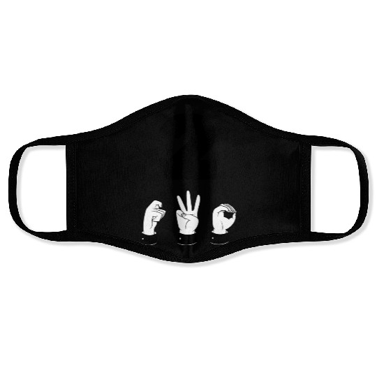 Sign Language ASL Number 2 - Second Place - Two Face Masks