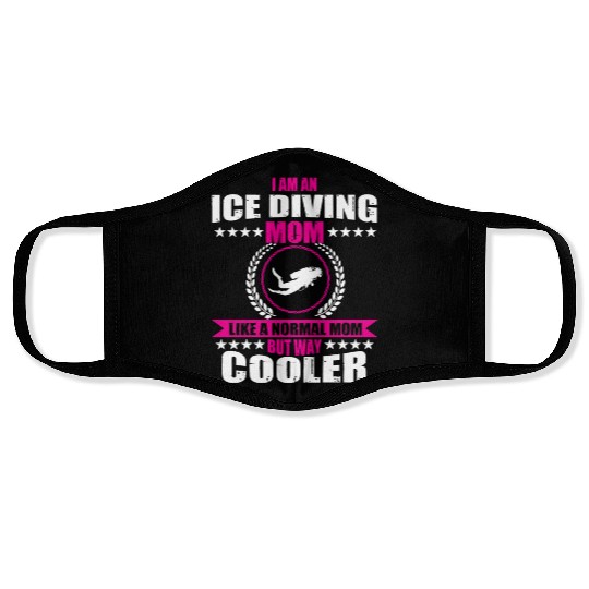 Funny Ice Diving Mom For Women Face Masks