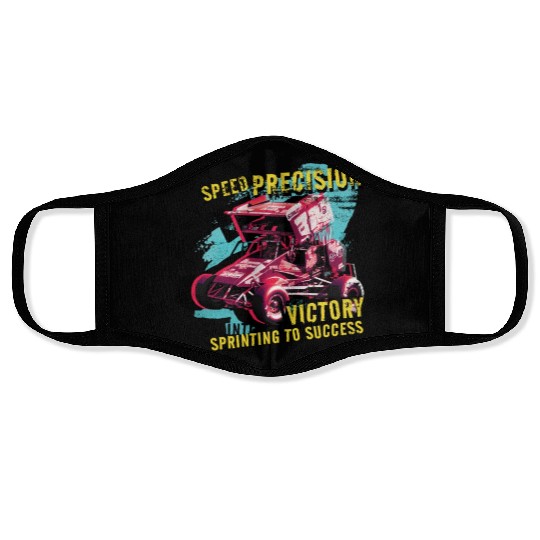 Sprint Car Mom Dirt Track Racing Racing Race Day Face Masks