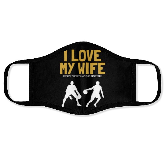 I love my Wife Basketball Professional Lover Face Masks