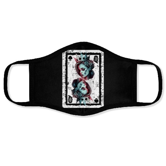 Queen of Spades Gothic Card Game Halloween Creepy Face Masks