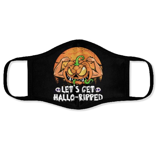 Lets Get Hallo Ripped Face Masks Funny Halloween