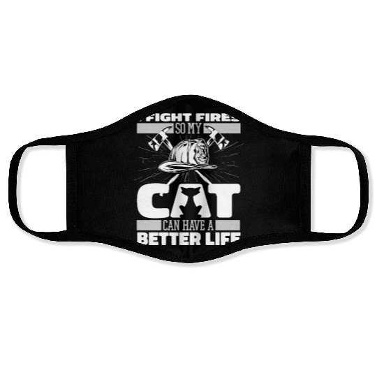 Firefighter Thin Red Line Cat Face Masks