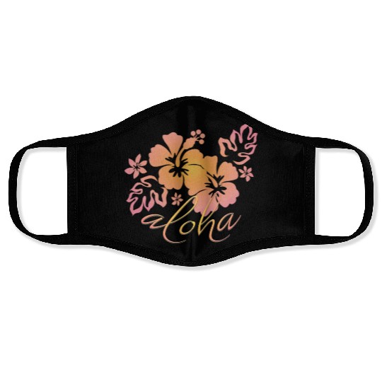 Hawaiian Sunrise Hibiscus Aloha Graphic Face Masks