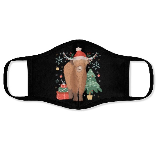 Scottish Highland Cow Christmas Costume Face Masks