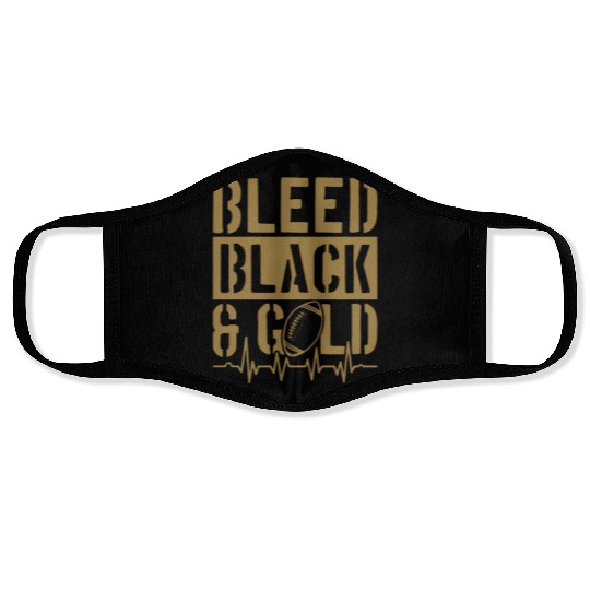 Bleed Black and Gold Group School Football Sports Face Masks